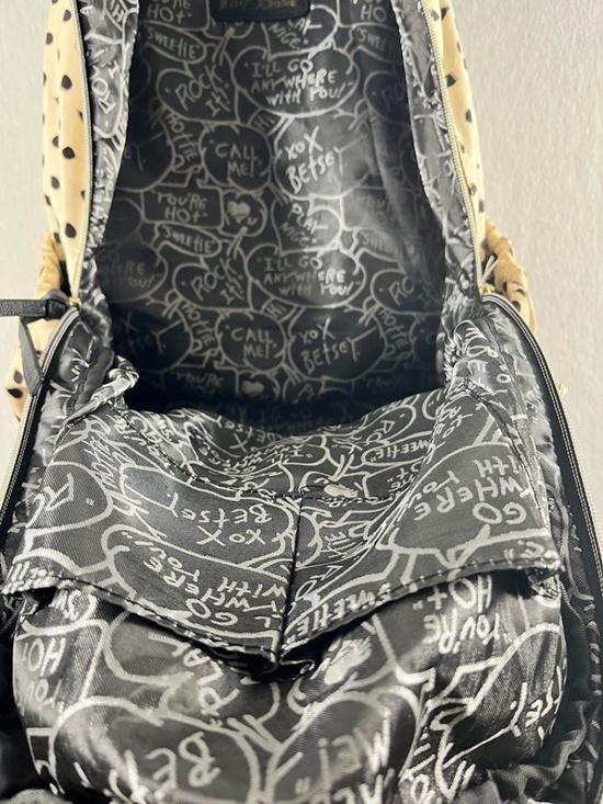 Betsey Johnson Cream Black Polka Dot Nylon Backpack Purse Heart Charm College main image 12